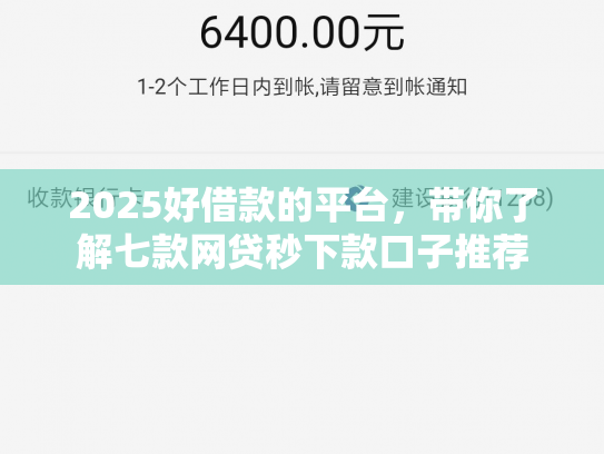 2025好借款的平台，带你了解七款网贷秒下款口子推荐