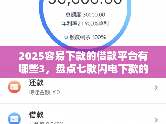 2025容易下款的借款平台有哪些3，盘点七款闪电下款的网贷口子