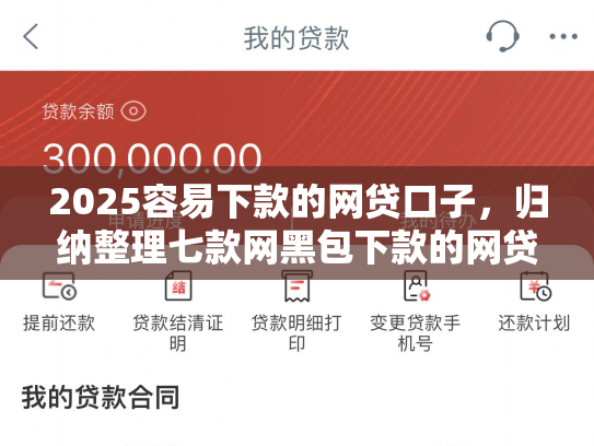 2025容易下款的网贷口子，归纳整理七款网黑包下款的网贷口子
