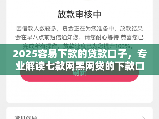 2025容易下款的贷款口子，专业解读七款网黑网贷的下款口子