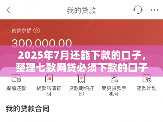 2025年7月还能下款的口子，整理七款网贷必须下款的口子