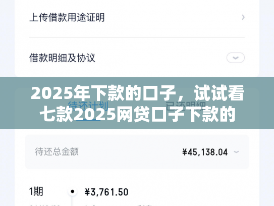 2025年下款的口子，试试看七款2025网贷口子下款的