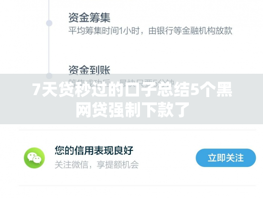 7天贷秒过的口子总结5个黑网贷强制下款了
