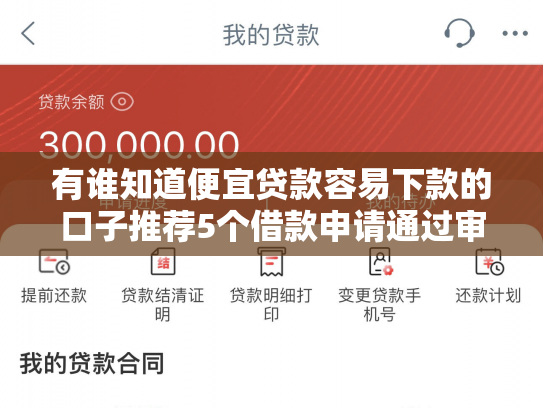 有谁知道便宜贷款容易下款的口子推荐5个借款申请通过审核多久可以放款