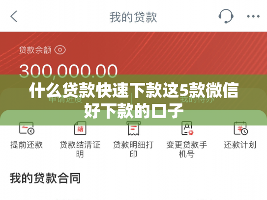 什么贷款快速下款这5款微信好下款的口子