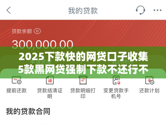 2025下款快的网贷口子收集5款黑网贷强制下款不还行不行
