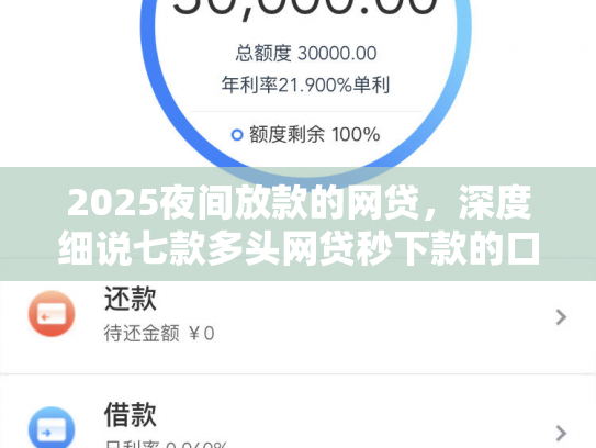 2025夜间放款的网贷，深度细说七款多头网贷秒下款的口子
