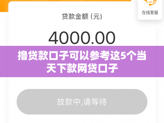 撸贷款口子可以参考这5个当天下款网贷口子