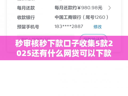秒审核秒下款口子收集5款2025还有什么网贷可以下款