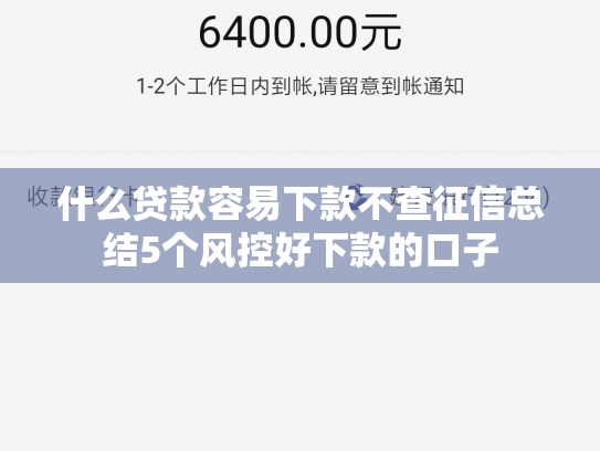 什么贷款容易下款不查征信总结5个风控好下款的口子
