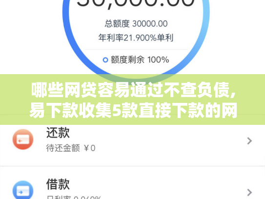 哪些网贷容易通过不查负债,易下款收集5款直接下款的网贷口子