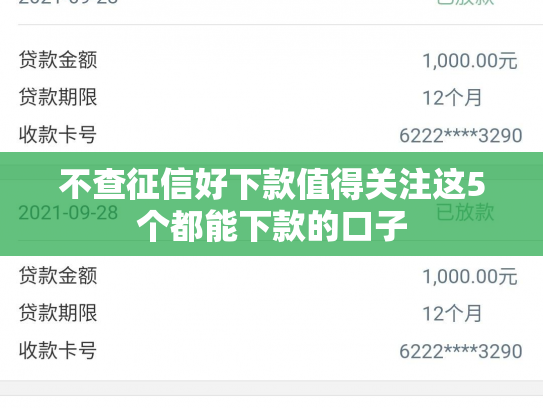 不查征信好下款值得关注这5个都能下款的口子