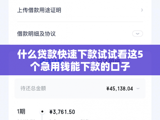 什么贷款快速下款试试看这5个急用钱能下款的口子