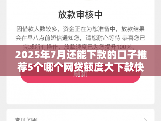 2025年7月还能下款的口子推荐5个哪个网贷额度大下款快