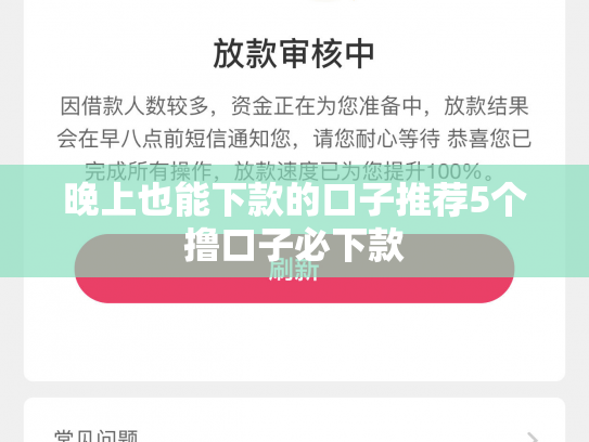 晚上也能下款的口子推荐5个撸口子必下款