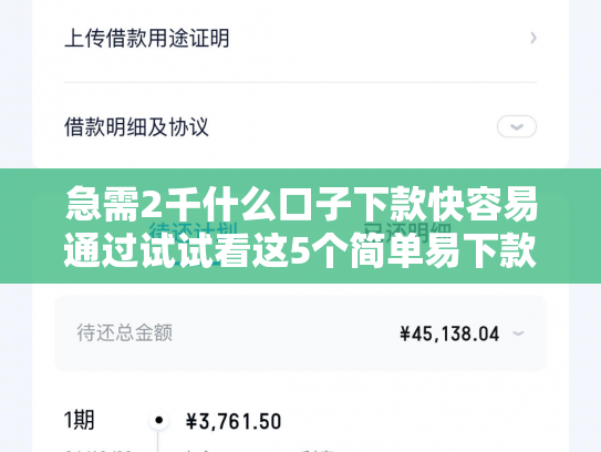 急需2千什么口子下款快容易通过试试看这5个简单易下款的网贷