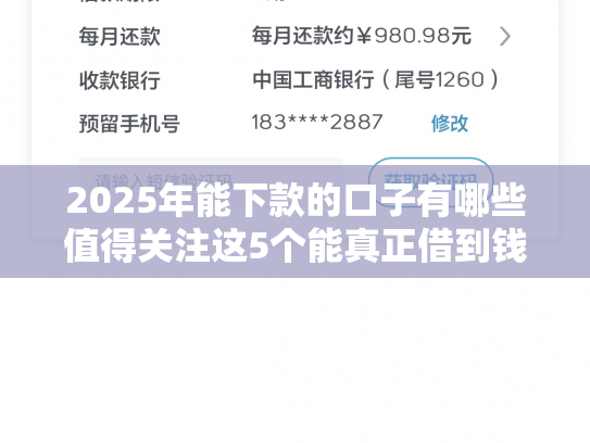2025年能下款的口子有哪些值得关注这5个能真正借到钱的口子