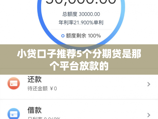 小贷口子推荐5个分期贷是那个平台放款的