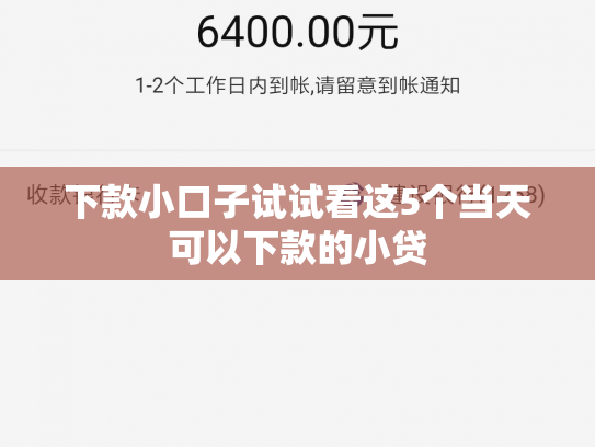 下款小口子试试看这5个当天可以下款的小贷