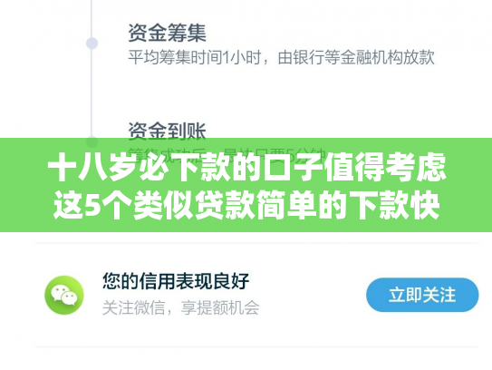 十八岁必下款的口子值得考虑这5个类似贷款简单的下款快