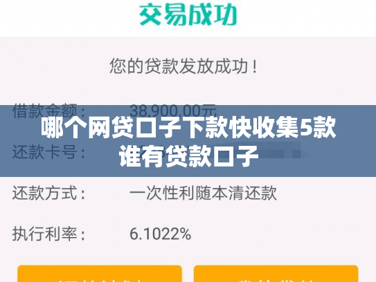 哪个网贷口子下款快收集5款谁有贷款口子