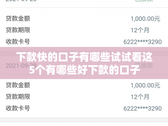 下款快的口子有哪些试试看这5个有哪些好下款的口子