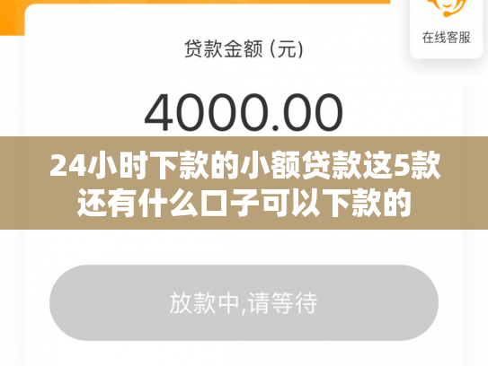 24小时下款的小额贷款这5款还有什么口子可以下款的