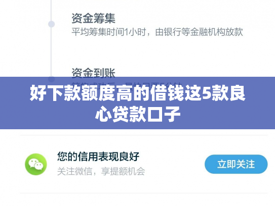 好下款额度高的借钱这5款良心贷款口子