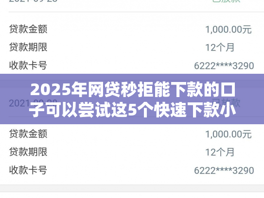 2025年网贷秒拒能下款的口子可以尝试这5个快速下款小额贷款