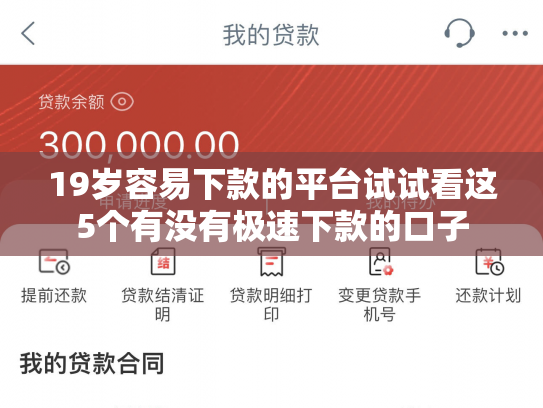 19岁容易下款的平台试试看这5个有没有极速下款的口子