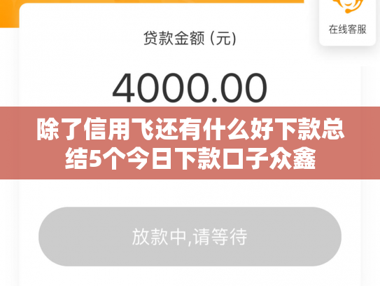 除了信用飞还有什么好下款总结5个今日下款口子众鑫
