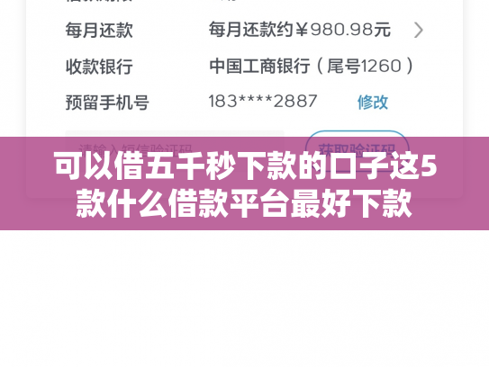 可以借五千秒下款的口子这5款什么借款平台最好下款