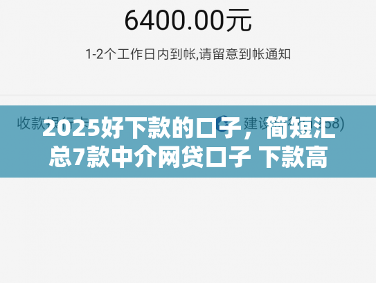 2025好下款的口子，简短汇总7款中介网贷口子 下款高