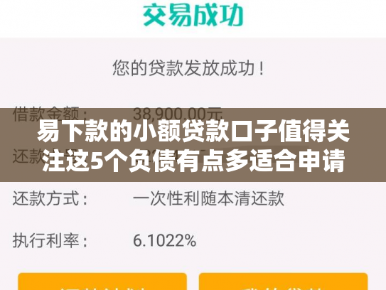 易下款的小额贷款口子值得关注这5个负债有点多适合申请哪些贷款,包下款的