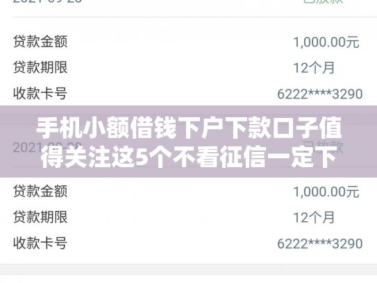 手机小额借钱下户下款口子值得关注这5个不看征信一定下款的网贷