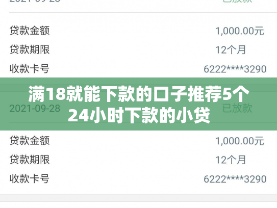 满18就能下款的口子推荐5个24小时下款的小贷