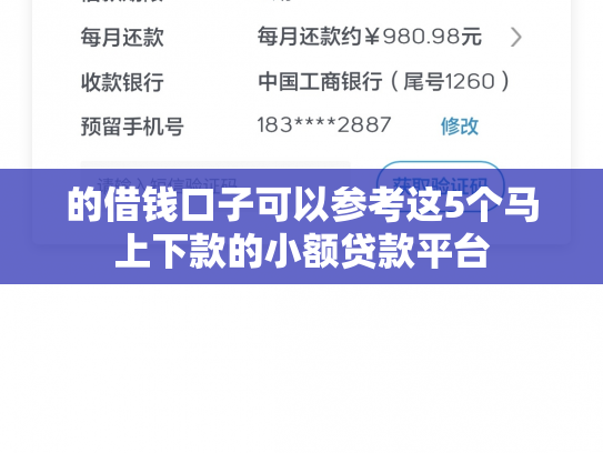的借钱口子可以参考这5个马上下款的小额贷款平台