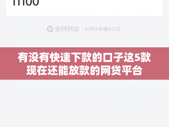 有没有快速下款的口子这5款现在还能放款的网贷平台