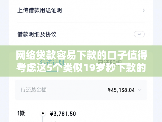 网络贷款容易下款的口子值得考虑这5个类似19岁秒下款的口子