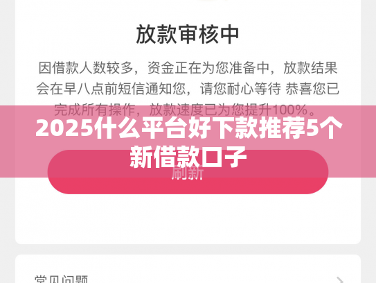 2025什么平台好下款推荐5个新借款口子