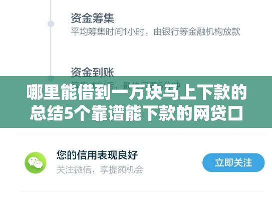 哪里能借到一万块马上下款的总结5个靠谱能下款的网贷口子