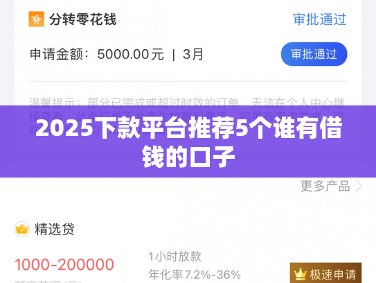 2025下款平台推荐5个谁有借钱的口子