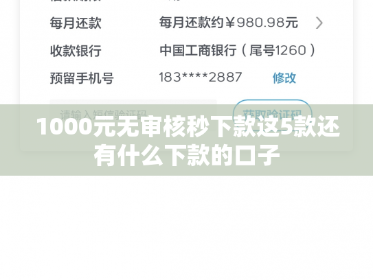1000元无审核秒下款这5款还有什么下款的口子