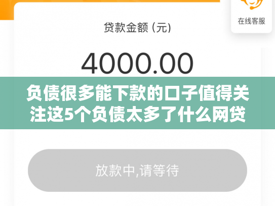负债很多能下款的口子值得关注这5个负债太多了什么网贷还能下款