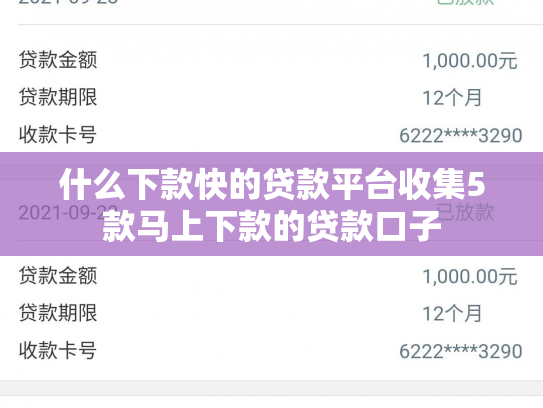 什么下款快的贷款平台收集5款马上下款的贷款口子