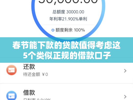 春节能下款的贷款值得考虑这5个类似正规的借款口子