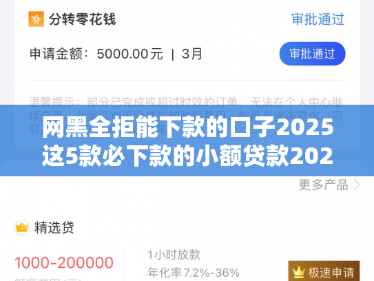 网黑全拒能下款的口子2025这5款必下款的小额贷款2025