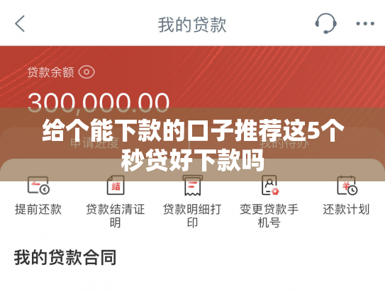 给个能下款的口子推荐这5个秒贷好下款吗