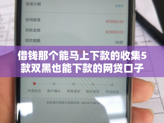 借钱那个能马上下款的收集5款双黑也能下款的网贷口子