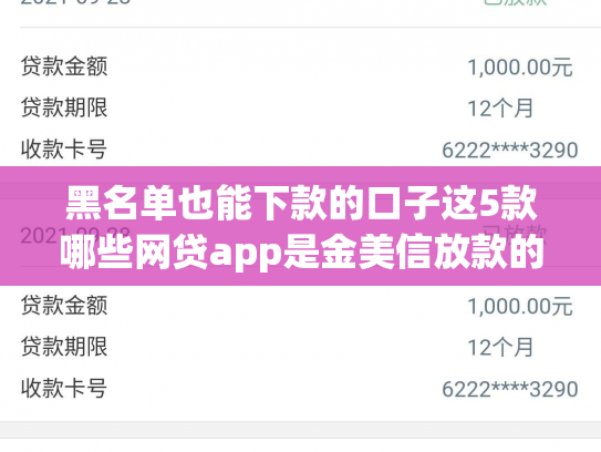 黑名单也能下款的口子这5款哪些网贷app是金美信放款的